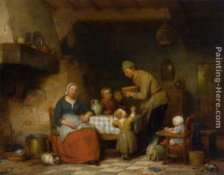 Ferdinand de Braekeleer A Peasant Family Gathered Around the Kitchen Table